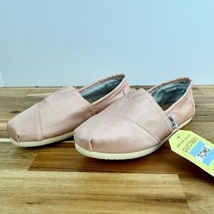 TOMS Grosgrain Classic Slip-On Shoes Women's Size 7 Pink Canvas‎ Casual Comfort